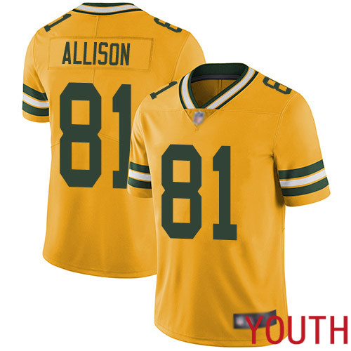 Green Bay Packers Limited Gold Youth 81 Allison Geronimo Jersey Nike NFL Rush Vapor Untouchable